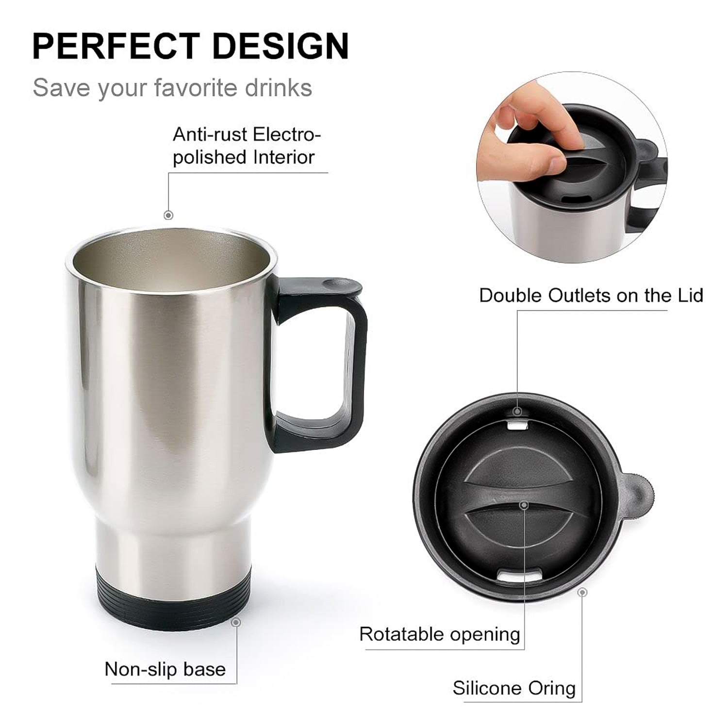 Stainless Steel Vacuum Glass Insulated Glass Coffee Cups (With Lid & Handle / 1 pc) Stainless Steel Vacuum Glass Insulated Glass Coffee Cups (With Lid & Handle / 1 pc)